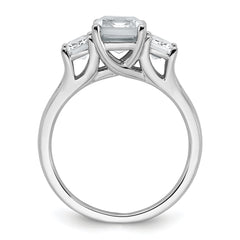 14k White Gold 3 1/3 carat Lab Grown Diamond VS+ F+ Emerald Complete Three Stone Engagement Ring