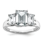 14k White Gold 3 1/3 carat Lab Grown Diamond VS+ F+ Emerald Complete Three Stone Engagement Ring