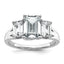 14k White Gold 3 1/3 carat Lab Grown Diamond VS+ F+ Emerald Complete Three Stone Engagement Ring
