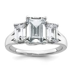 14k White Gold 3 1/3 carat Lab Grown Diamond VS+ F+ Emerald Complete Three Stone Engagement Ring