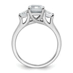 14k White Gold 3 1/3 carat Certified Lab Grown Diamond VS+ F+ Emerald Complete Three Stone Engagement Ring
