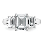 14k White Gold 3 1/3 carat Certified Lab Grown Diamond VS+ F+ Emerald Complete Three Stone Engagement Ring