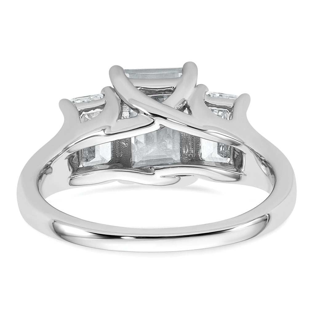 14k White Gold 3 1/3 carat Certified Lab Grown Diamond VS+ F+ Emerald Complete Three Stone Engagement Ring