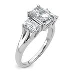 14k White Gold 3 1/3 carat Certified Lab Grown Diamond VS+ F+ Emerald Complete Three Stone Engagement Ring