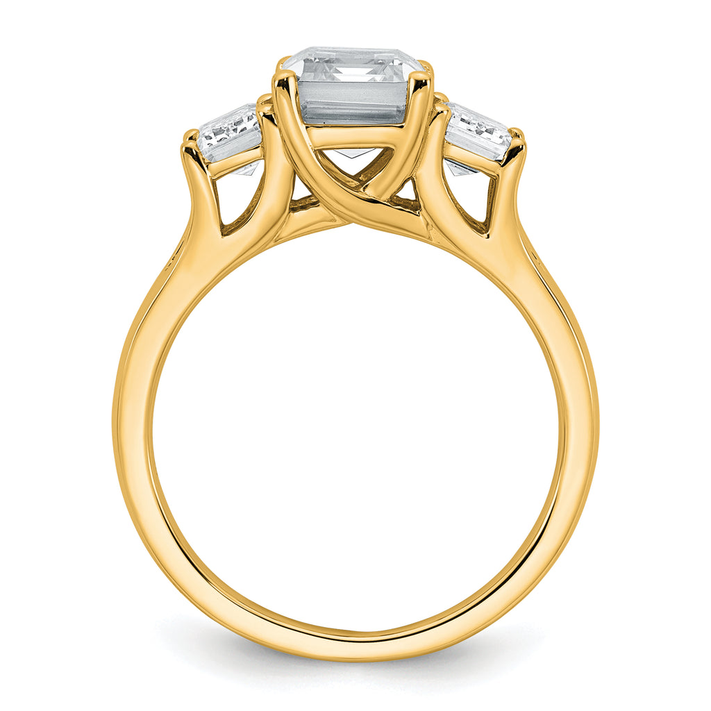14k 3 1/3 carat Certified Lab Grown Diamond VS+ F+ Emerald Complete Three Stone Engagement Ring