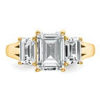 14k 3 1/3 carat Certified Lab Grown Diamond VS+ F+ Emerald Complete Three Stone Engagement Ring