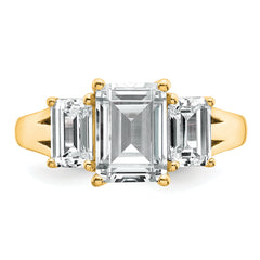 14k 3 1/3 carat Certified Lab Grown Diamond VS+ F+ Emerald Complete Three Stone Engagement Ring