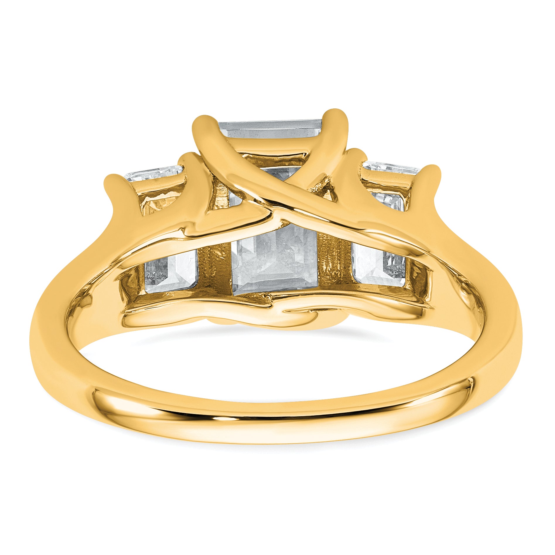 14k 3 1/3 carat Certified Lab Grown Diamond VS+ F+ Emerald Complete Three Stone Engagement Ring