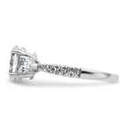 14k White Gold 1 5/8 carat Lab Grown Diamond VS+ F+ Oval with Pear Complete Three Stone Engagement Ring