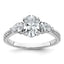 14k White Gold 1 5/8 carat Lab Grown Diamond VS+ F+ Oval with Pear Complete Three Stone Engagement Ring