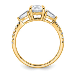 14k 1 5/8 carat Lab Grown Diamond VS+ F+ Oval with Pear Complete Three Stone Engagement Ring