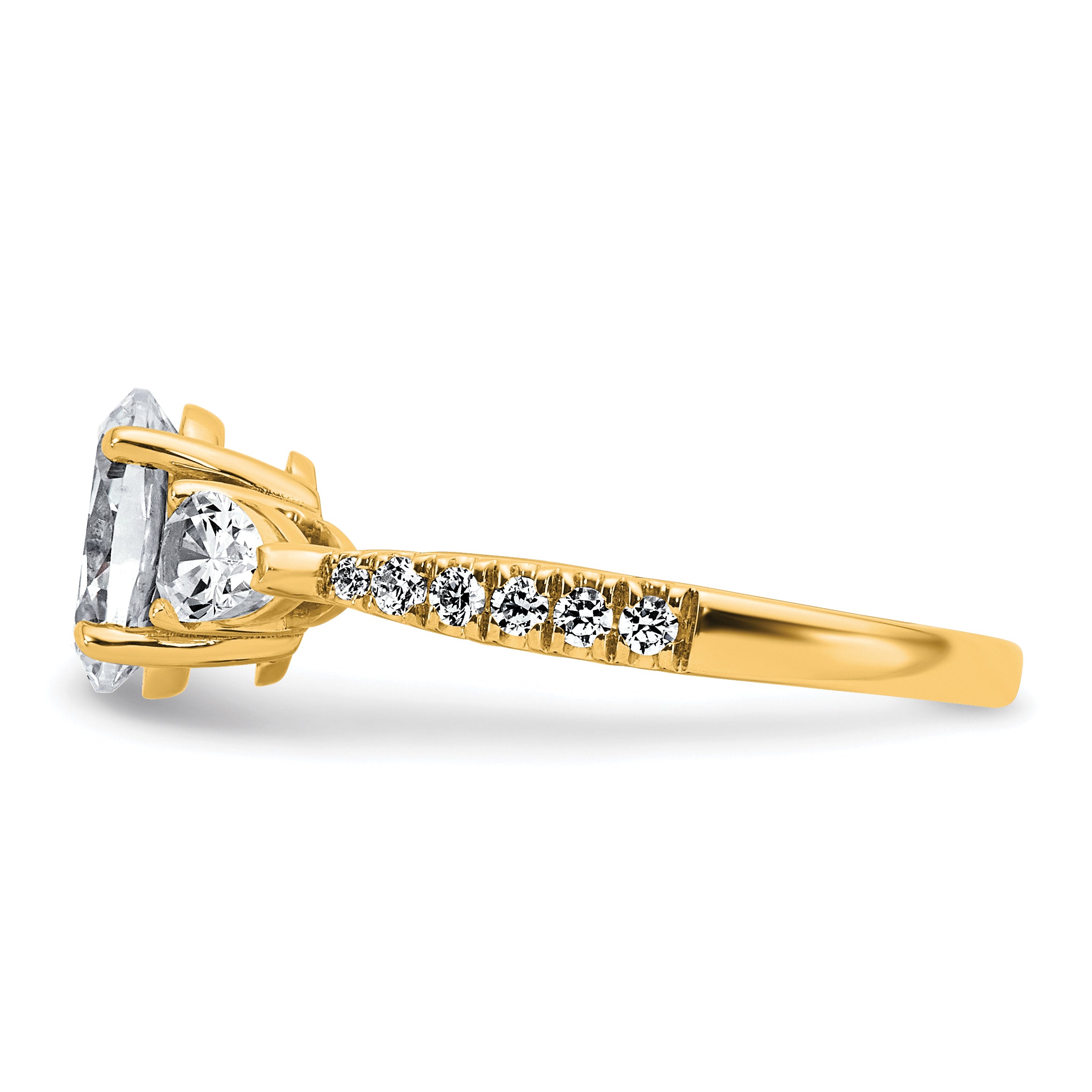 14k 1 5/8 carat Lab Grown Diamond VS+ F+ Oval with Pear Complete Three Stone Engagement Ring