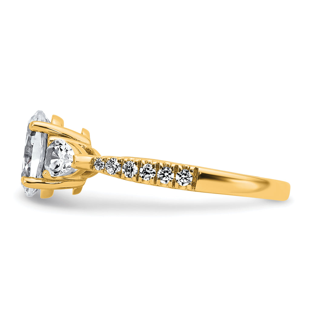 14k 1 5/8 carat Lab Grown Diamond VS+ F+ Oval with Pear Complete Three Stone Engagement Ring