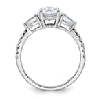 14k White Gold 1 5/8 carat Certified Lab Grown Diamond VS+ F+ Oval with Pear Complete Three Stone Engagement Ring