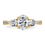 14k 1 5/8 carat Certified Lab Grown Diamond VS+ F+ Oval with Pear Complete Three Stone Engagement Ring