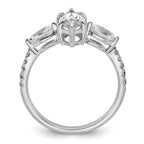 14k White Gold 1 1/2 carat Lab Grown Diamond VS+ F+ Marquise Complete Three Stone Engagement Ring