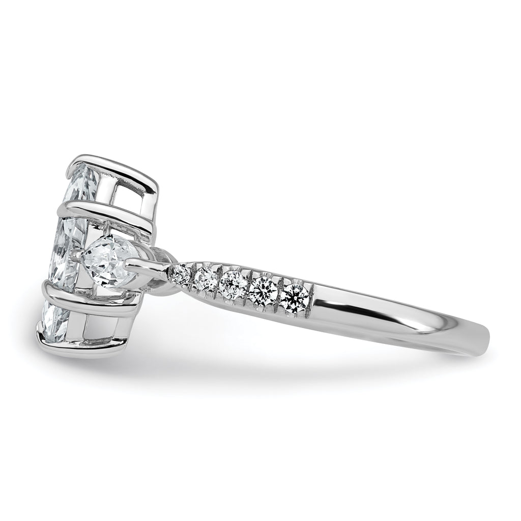 14k White Gold 1 1/2 carat Lab Grown Diamond VS+ F+ Marquise Complete Three Stone Engagement Ring