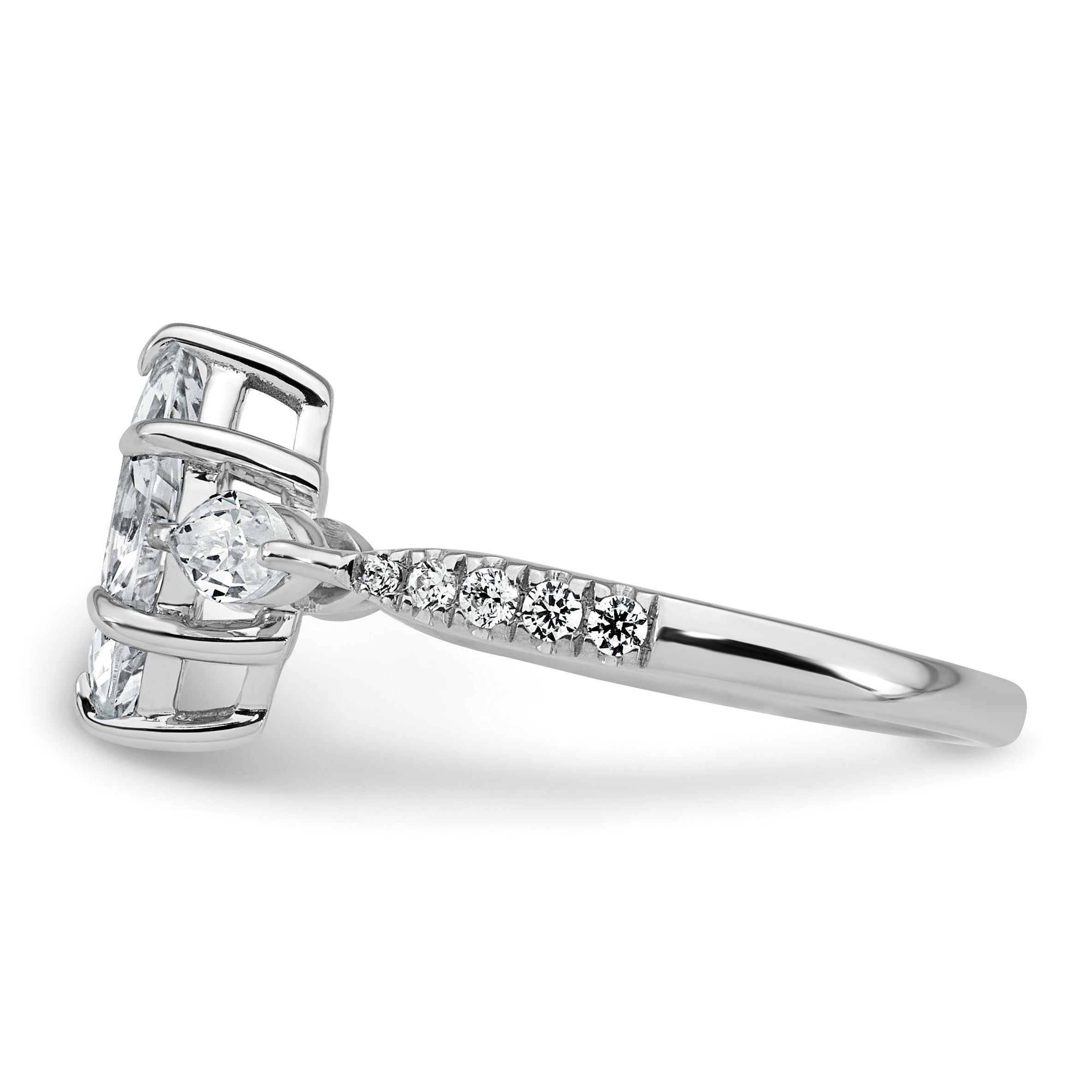 14k White Gold 1 1/2 carat Lab Grown Diamond VS+ F+ Marquise Complete Three Stone Engagement Ring