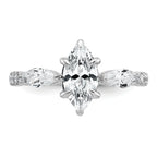14k White Gold 1 1/2 carat Lab Grown Diamond VS+ F+ Marquise Complete Three Stone Engagement Ring