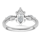 14k White Gold 1 1/2 carat Lab Grown Diamond VS+ F+ Marquise Complete Three Stone Engagement Ring