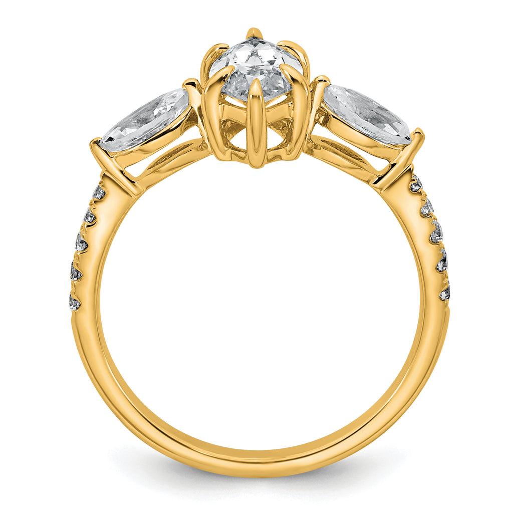 14k 1 1/2 carat Lab Grown Diamond VS+ F+ Marquise Complete Three Stone Engagement Ring