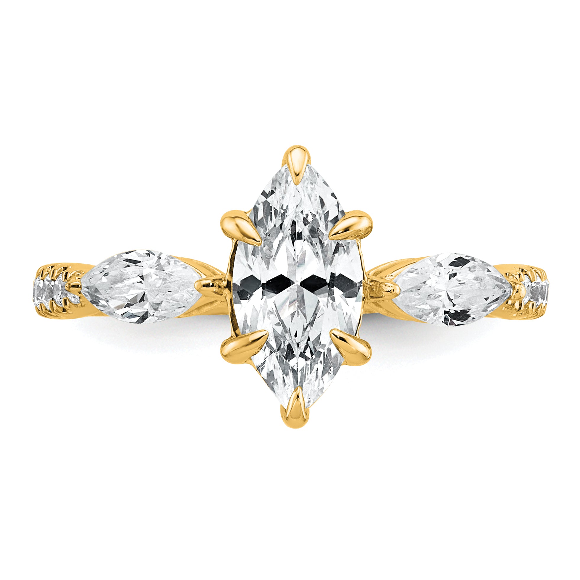 14k 1 1/2 carat Lab Grown Diamond VS+ F+ Marquise Complete Three Stone Engagement Ring