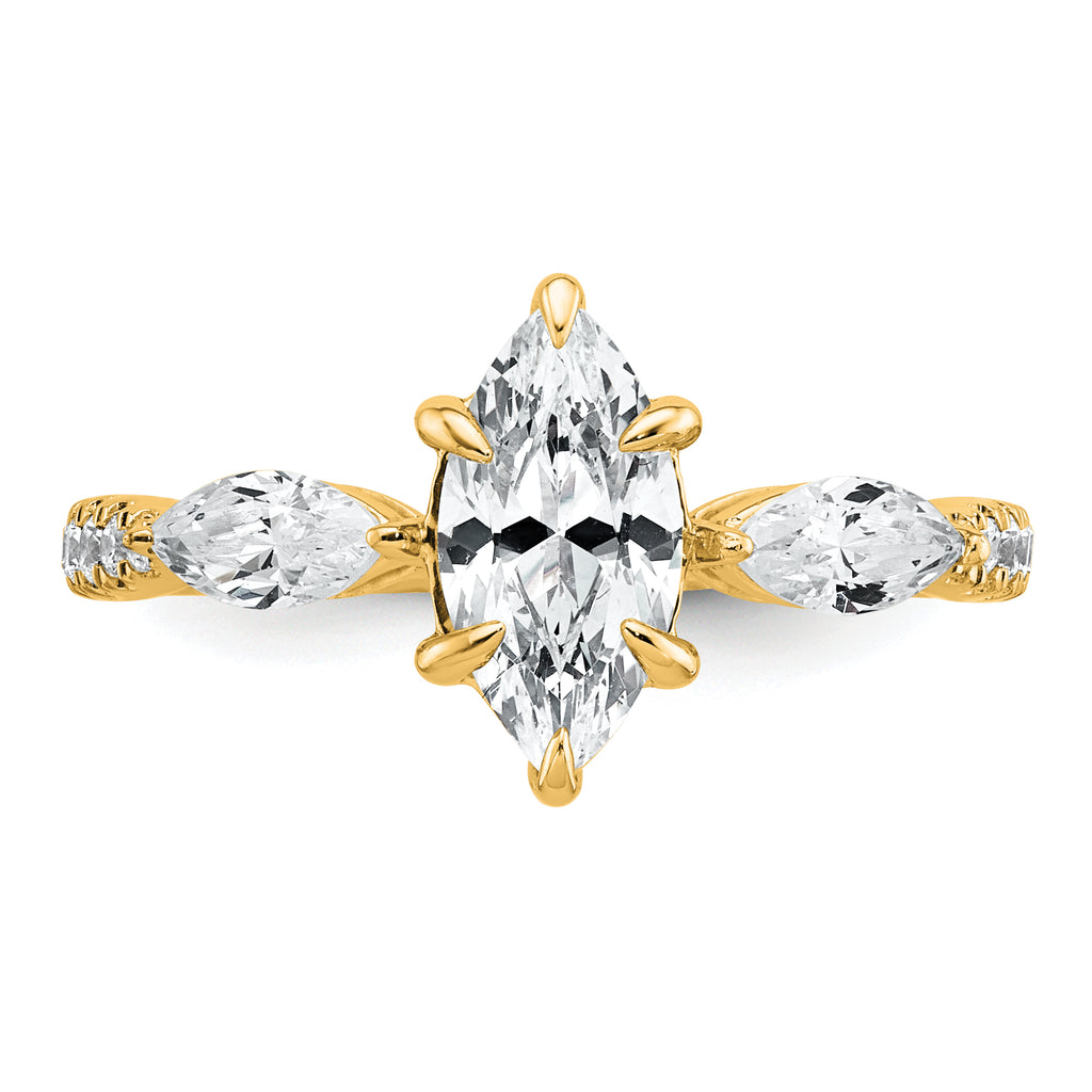 14k 1 1/2 carat Lab Grown Diamond VS+ F+ Marquise Complete Three Stone Engagement Ring