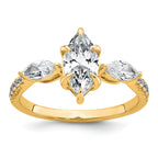 14k 1 1/2 carat Lab Grown Diamond VS+ F+ Marquise Complete Three Stone Engagement Ring