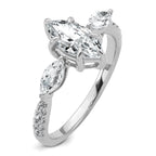 14k White Gold 1 1/2 carat Certified Lab Grown Diamond VS+ F+ Marquise Complete Three Stone Engagement Ring