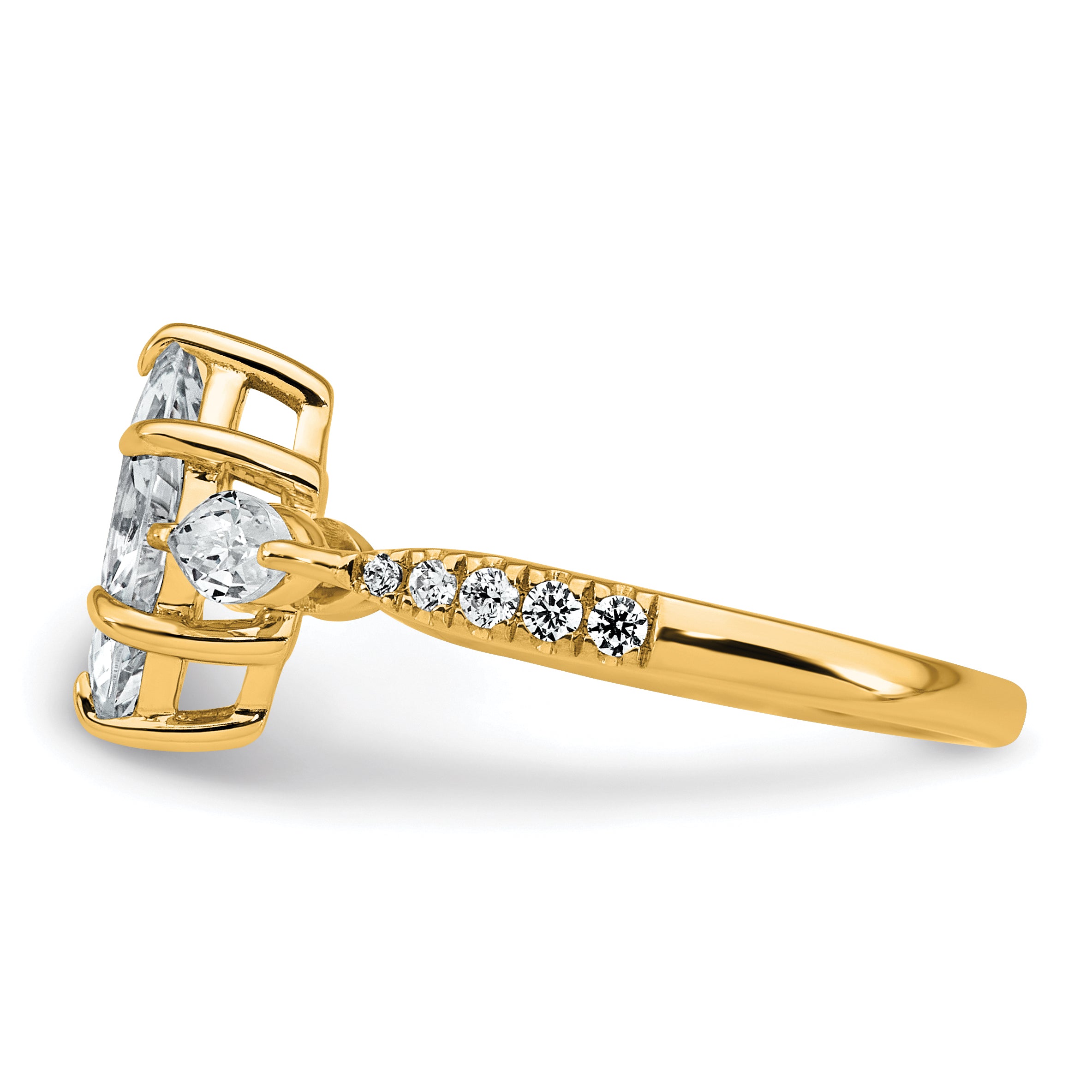 14k 1 1/2 carat Certified Lab Grown Diamond VS+ F+ Marquise Complete Three Stone Engagement Ring