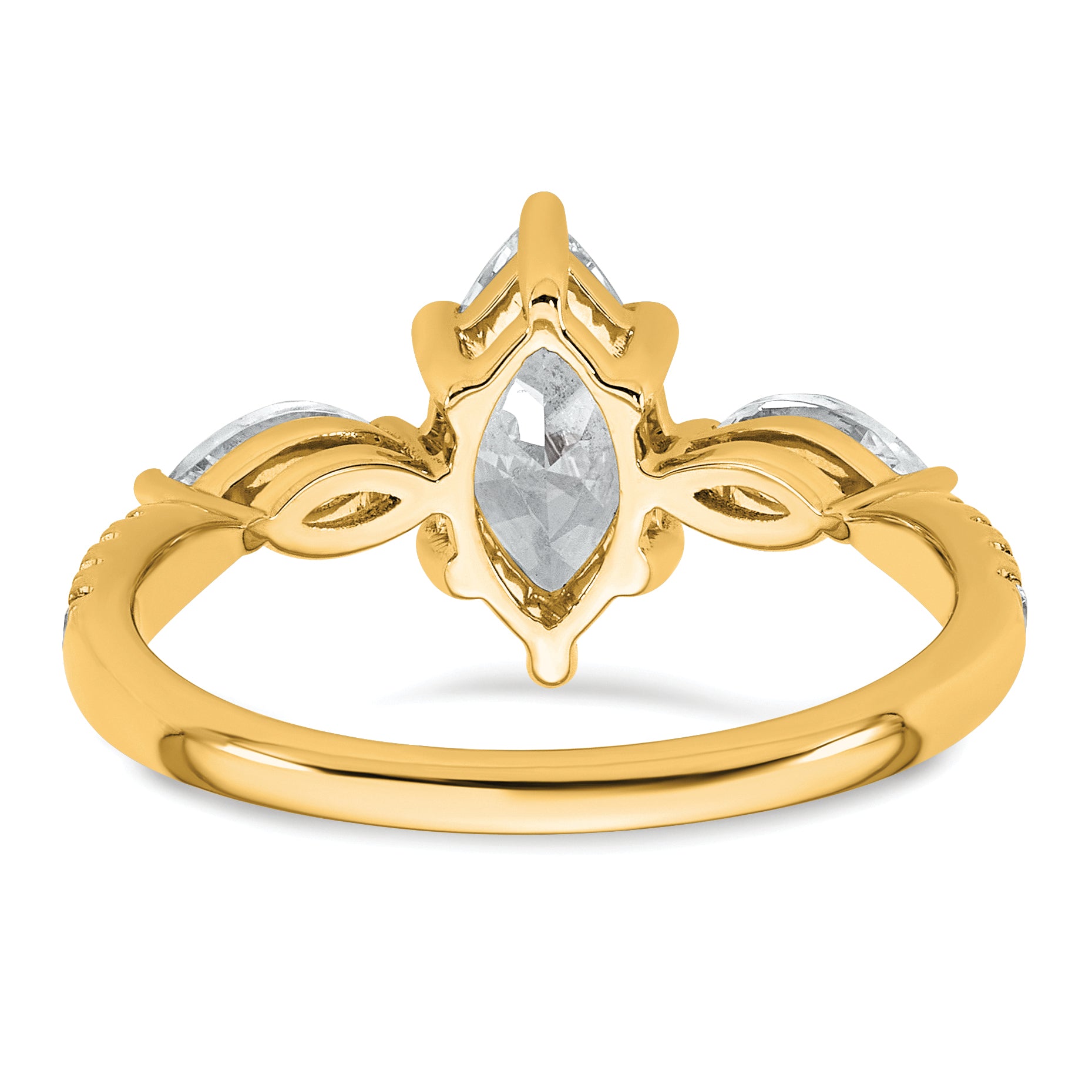 14k 1 1/2 carat Certified Lab Grown Diamond VS+ F+ Marquise Complete Three Stone Engagement Ring