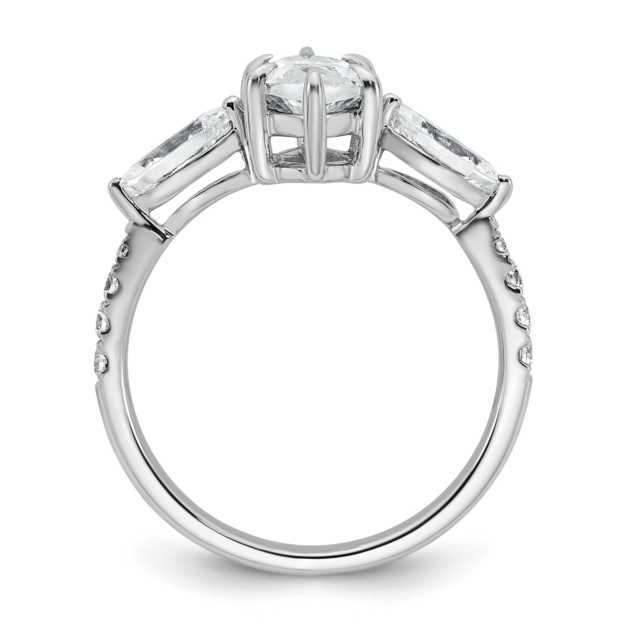 14k White Gold 2 1/6 carat Lab Grown Diamond VS+ F+ Marquise Complete Three Stone Engagement Ring