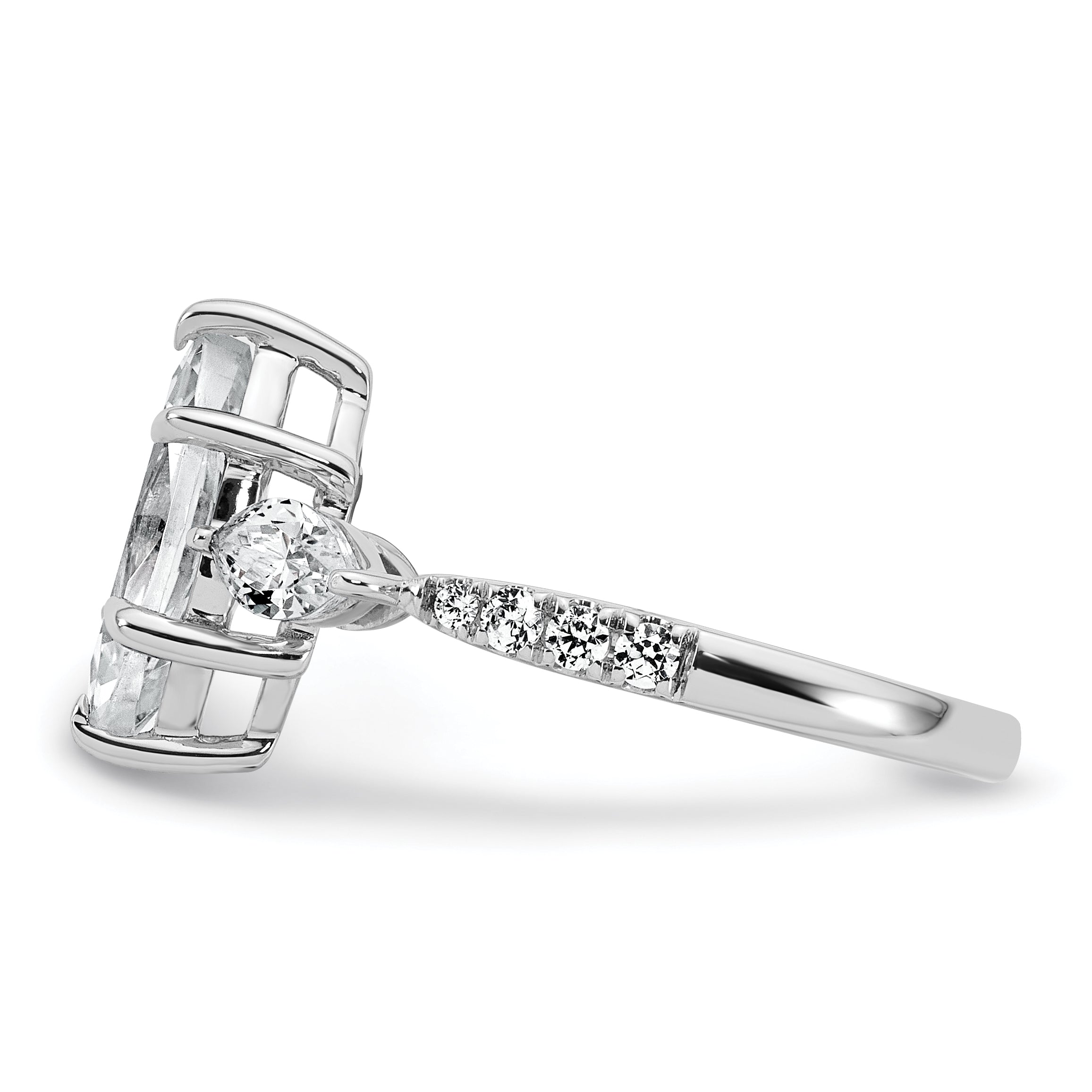 14k White Gold 2 1/6 carat Lab Grown Diamond VS+ F+ Marquise Complete Three Stone Engagement Ring