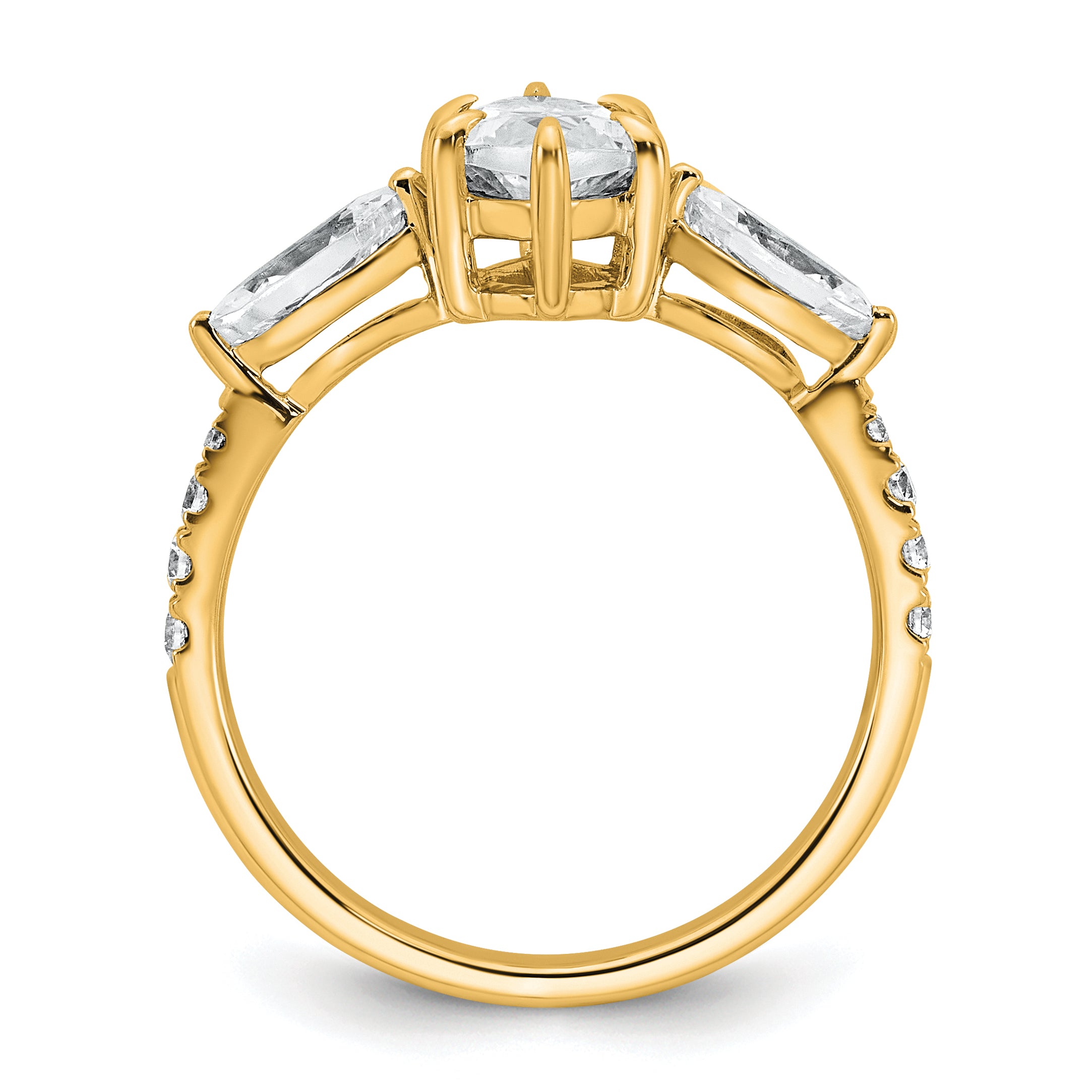 14k 2 1/6 carat Lab Grown Diamond VS+ F+ Marquise Complete Three Stone Engagement Ring