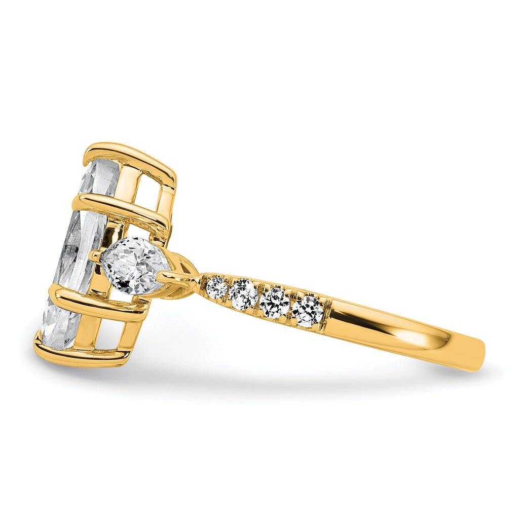 14k 2 1/6 carat Lab Grown Diamond VS+ F+ Marquise Complete Three Stone Engagement Ring