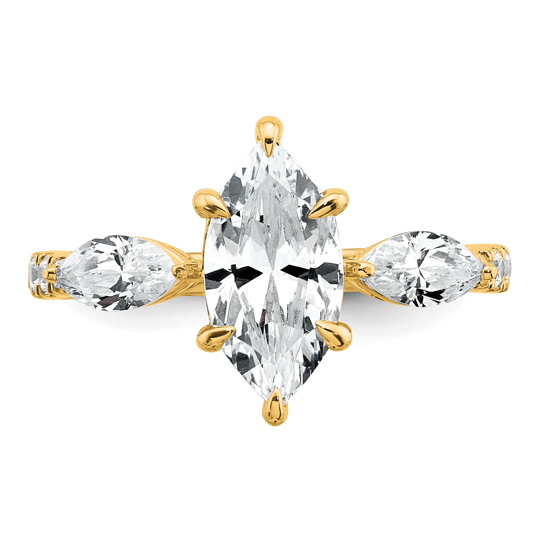 14k 2 1/6 carat Lab Grown Diamond VS+ F+ Marquise Complete Three Stone Engagement Ring