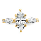 14k 2 1/6 carat Lab Grown Diamond VS+ F+ Marquise Complete Three Stone Engagement Ring