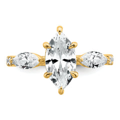 14k 2 1/6 carat Lab Grown Diamond VS+ F+ Marquise Complete Three Stone Engagement Ring