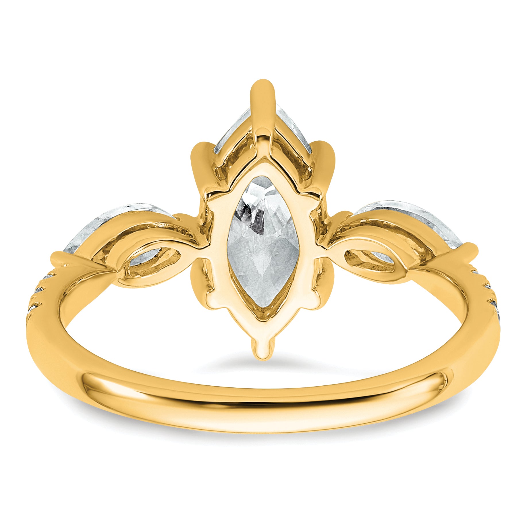 14k 2 1/6 carat Lab Grown Diamond VS+ F+ Marquise Complete Three Stone Engagement Ring