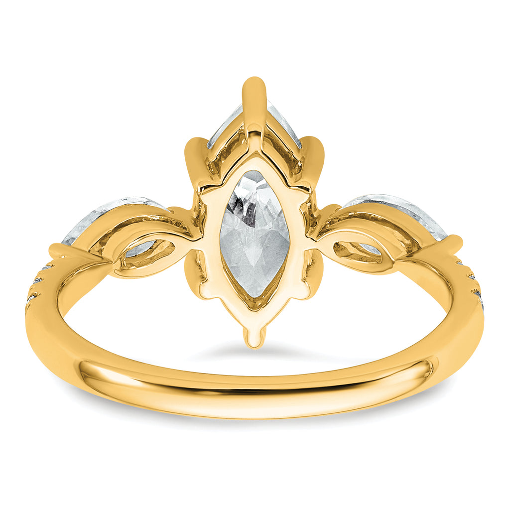 14k 2 1/6 carat Lab Grown Diamond VS+ F+ Marquise Complete Three Stone Engagement Ring