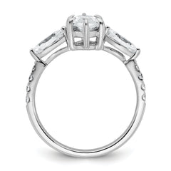 14k White Gold 2 1/6 carat Certified Lab Grown Diamond VS+ F+ Marquise Complete Three Stone Engagement Ring