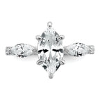 14k White Gold 2 1/6 carat Certified Lab Grown Diamond VS+ F+ Marquise Complete Three Stone Engagement Ring