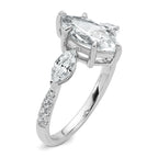 14k White Gold 2 1/6 carat Certified Lab Grown Diamond VS+ F+ Marquise Complete Three Stone Engagement Ring
