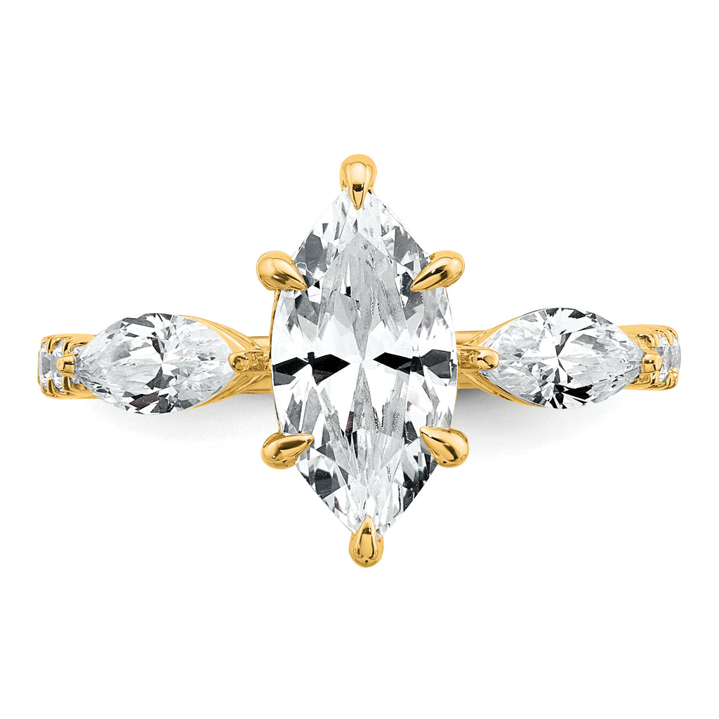 14k 2 1/6 carat Certified Lab Grown Diamond VS+ F+ Marquise Complete Three Stone Engagement Ring