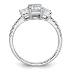 14k White Gold 1 3/4 carat Lab Grown Diamond VS+ F+ Emerald Complete Three Stone Engagement Ring