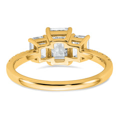 14k 1 3/4 carat Lab Grown Diamond VS+ F+ Emerald Complete Three Stone Engagement Ring