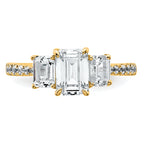 14k 1 3/4 carat Certified Lab Grown Diamond VS+ F+ Emerald Complete Three Stone Engagement Ring