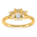 14k 1 3/4 carat Certified Lab Grown Diamond VS+ F+ Emerald Complete Three Stone Engagement Ring