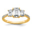 14k 1 3/4 carat Certified Lab Grown Diamond VS+ F+ Emerald Complete Three Stone Engagement Ring