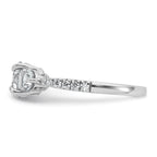 14k White Gold 5/8 carat Lab Grown Diamond VS+ F+ Round Semi Mount Three Stone Engagement Ring